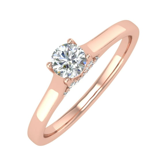 1/4 Carat Diamond Engagement Ring in 14K Rose Gold (Ring Size 8) (I1-I2 Clarity)