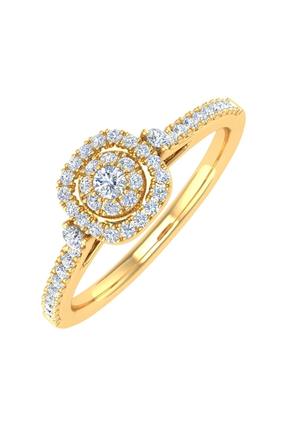1/4 Carat Diamond Engagement Rings in 10K Yellow Gold - IGI Certified (Ring Size 9)