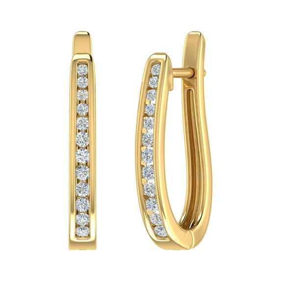 1/4 Carat Diamond Hoop Earrings In 14K Yellow Gold (SI1-SI2 Clarity)