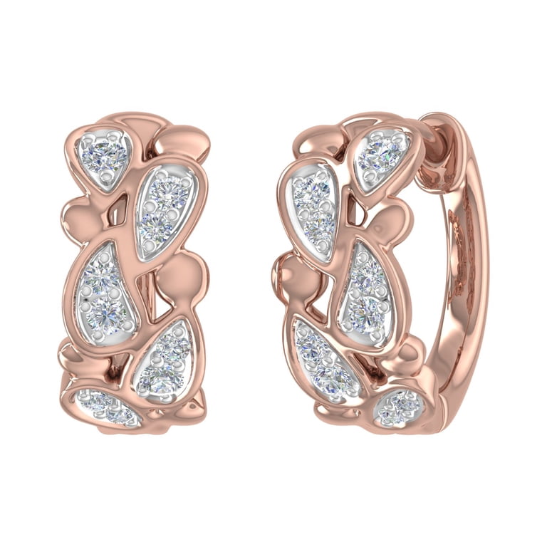 1/4 Carat Diamond Hoop Earrings in 10K Rose Gold - IGI  display picture 1