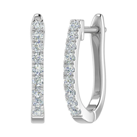 1/4 Carat Diamond Hoop Earrings in 10K White Gold