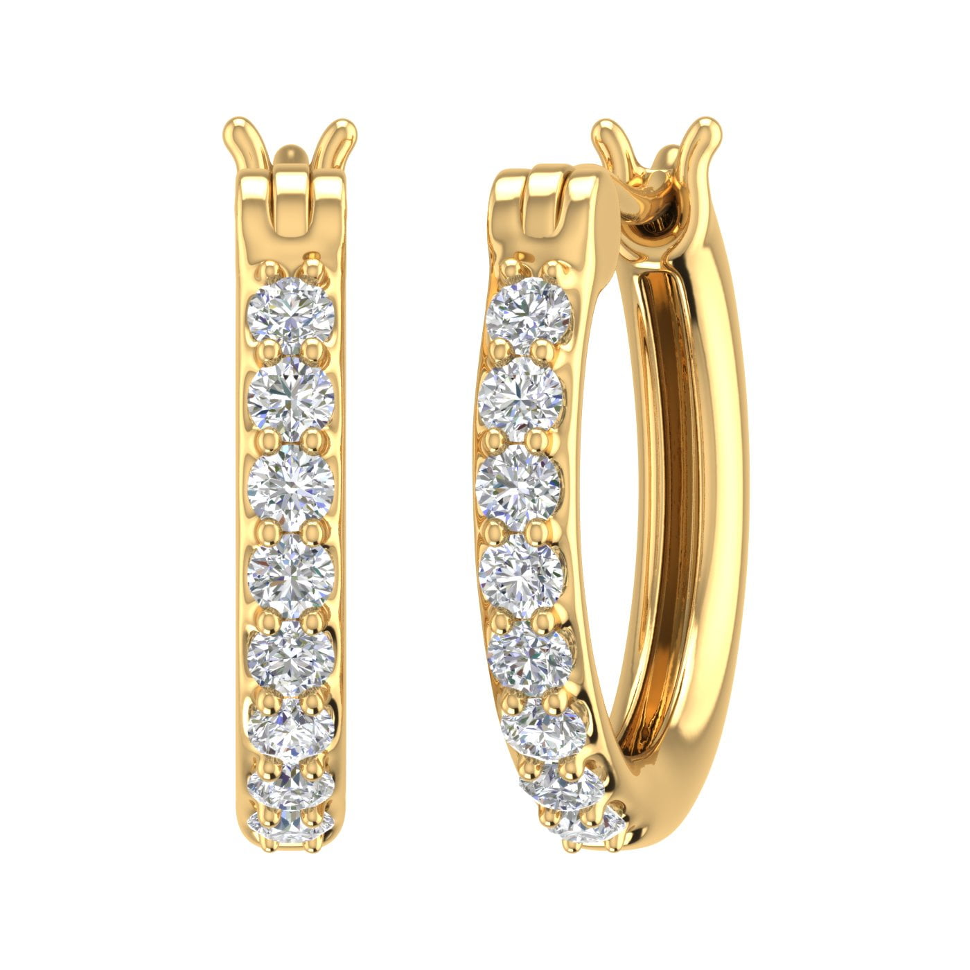 1/4 Carat Diamond Hoop Earrings in 10K Yellow Gold - Walmart.com