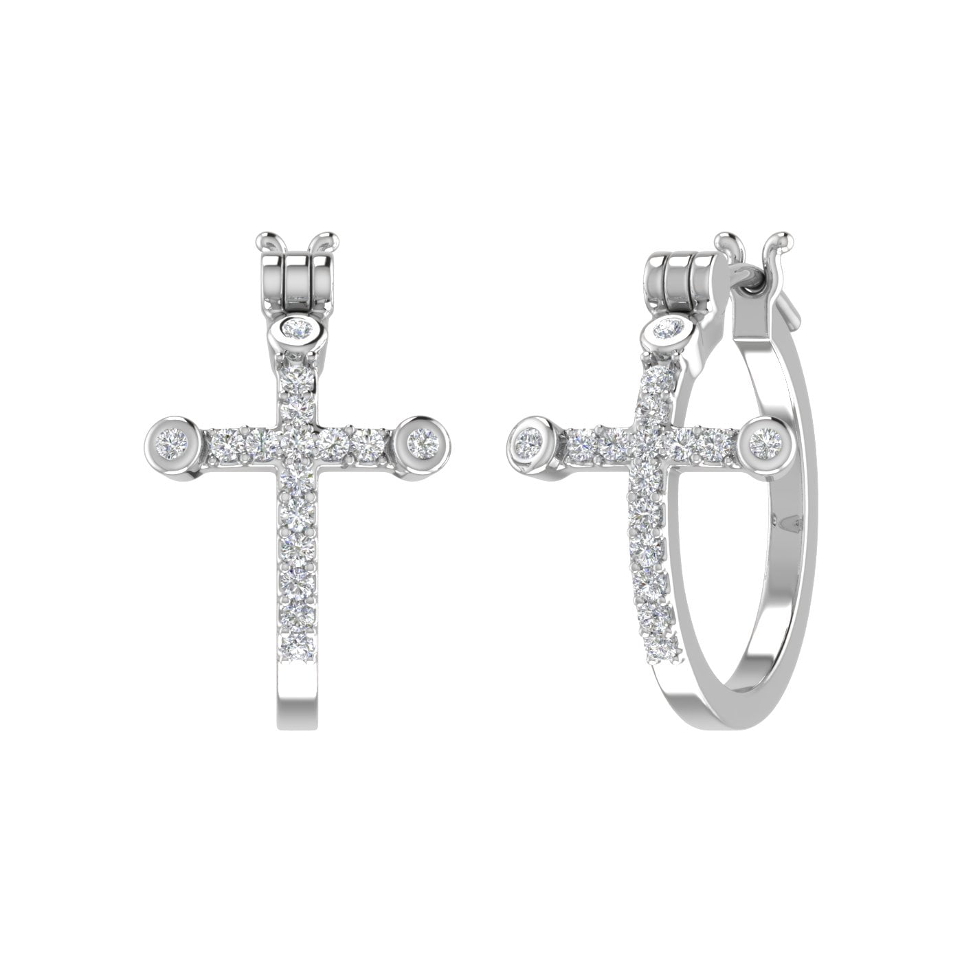 Diamond hoop cross earrings store