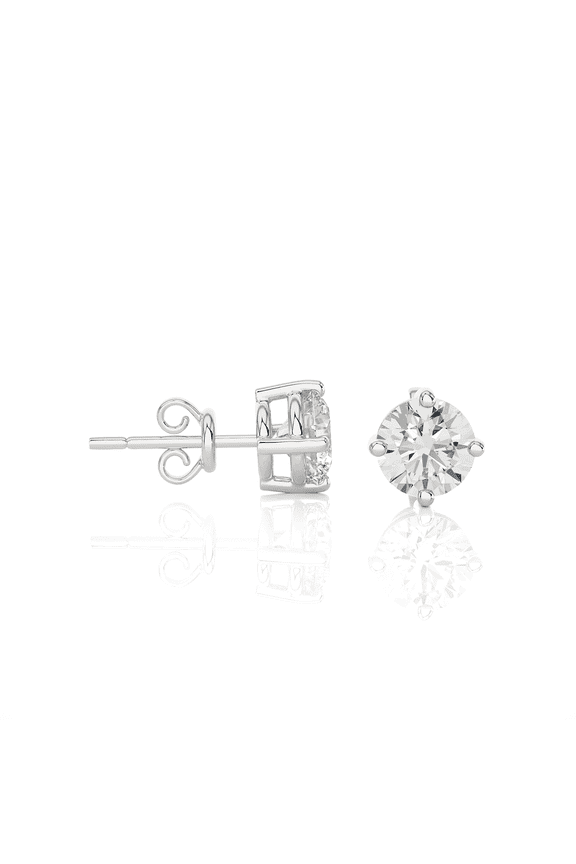 1/4 Carat Diamond Round Stud Earrings for Women in 14k White Gold (G-H, I1, cttw) 4-Prong Setting and Push Back by Privosa Fine Jewelry