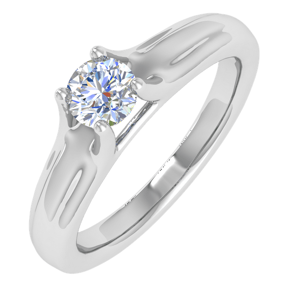 1/4 Carat Diamond Solitaire Engagement Ring Band in 10K White Gold (Ring Size 7.5)
