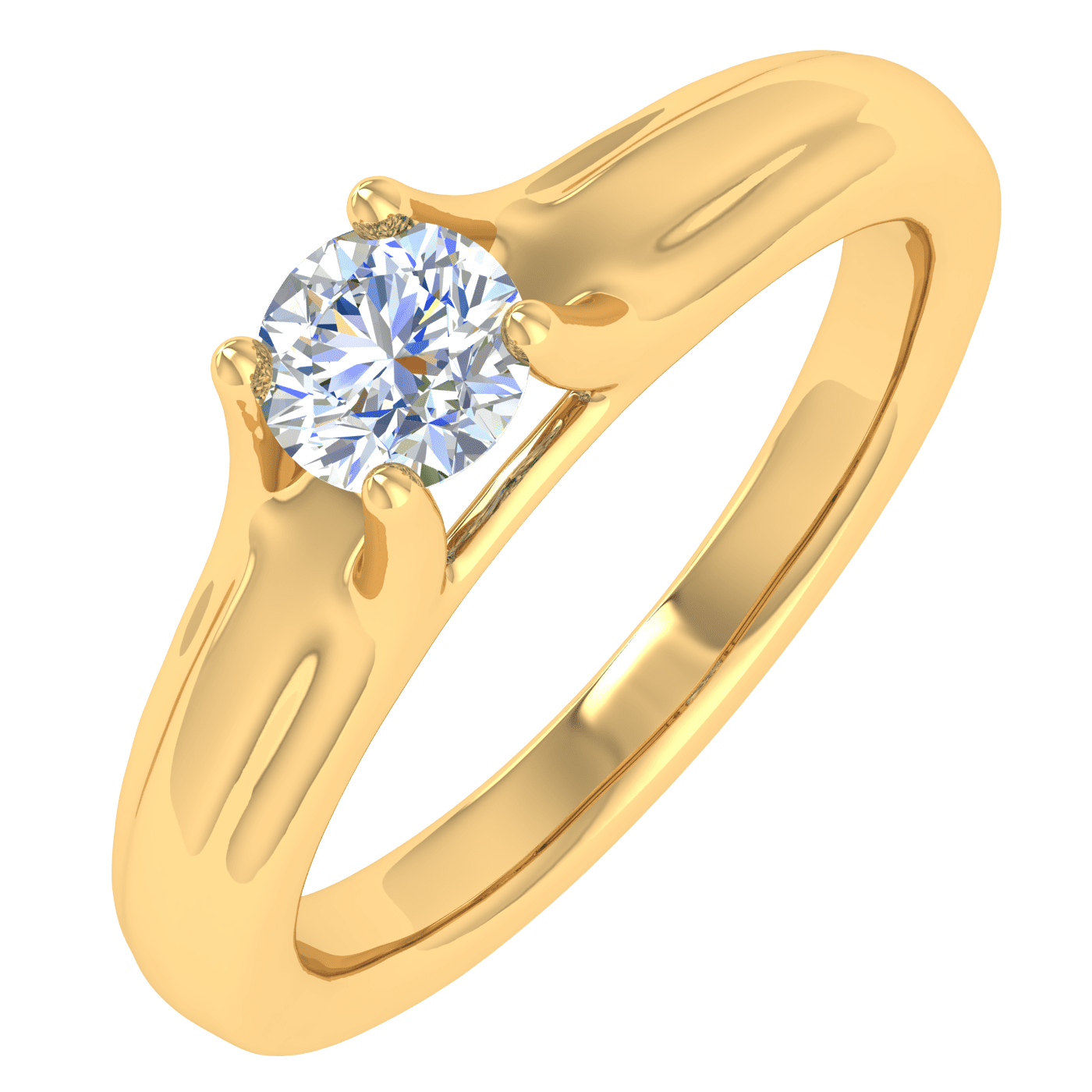 1/4 Carat Diamond Solitaire Engagement Ring Band in 10K Yellow Gold