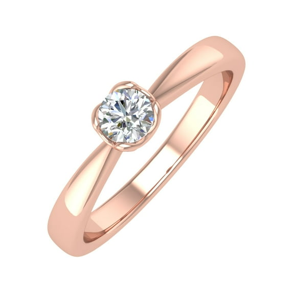 1/4 Carat Diamond Solitaire Engagement Ring Band in 14K Rose Gold (Ring Size 6.25) (I1-I2 Clarity)