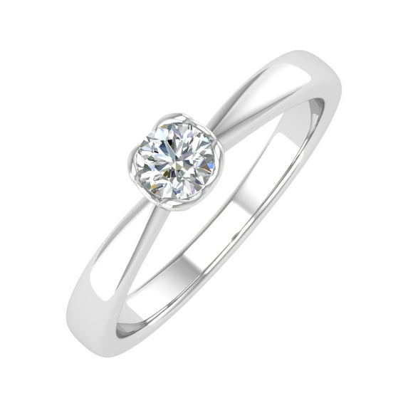 1/4 Carat Diamond Solitaire Engagement Ring Band in 14K White Gold (Ring Size 7)