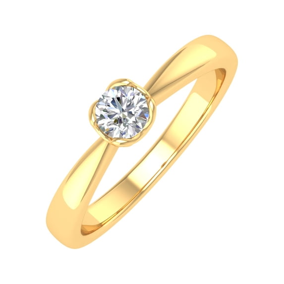 1/4 Carat Diamond Solitaire Engagement Ring Band in 14K Yellow Gold (Ring Size 6.5) (I1-I2 Clarity)