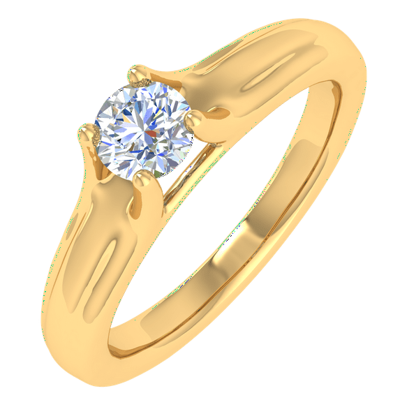 1/4 Carat Diamond Solitaire Engagement Ring Band in 14K Yellow Gold (Ring Size 8.25)