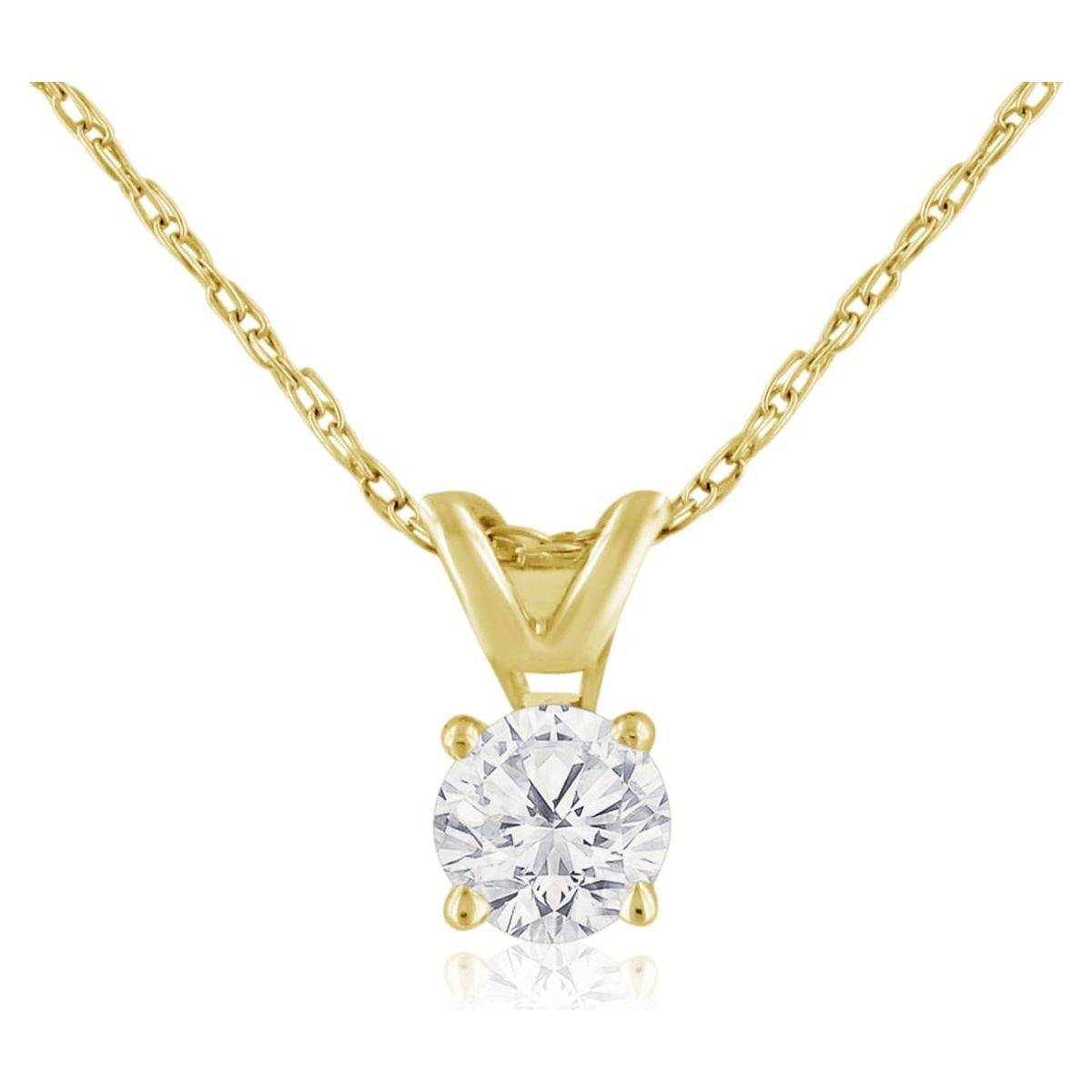 1 Ct Round Solid 14K White Gold Simulated Diamond Solitaire Pendant  Necklace 18