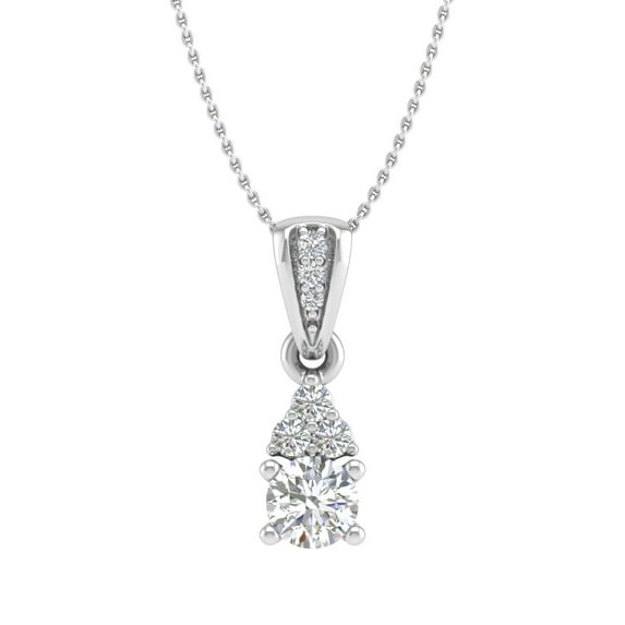 1/4 Carat Diamond Solitaire Pendant Necklace in 10K White Gold (I1-I2 Clarity)