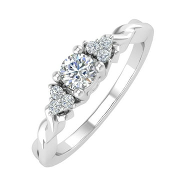 1/4 Carat Diamond Twisted Engagement Ring in 14K White Gold - IGI Certified (Ring Size : 8) (I1-I2 Clarity)
