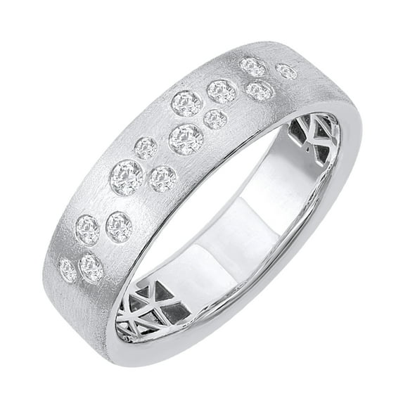 1/4 Carat Diamond Unisex Wedding Band Ring in 14K White Gold (Ring Size 14)