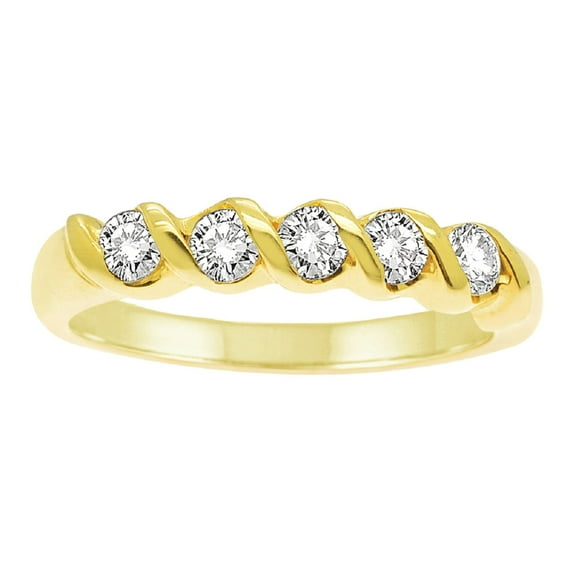 1/4 Carat Diamond Wedding Band In 10K Solid White & Yellow Gold