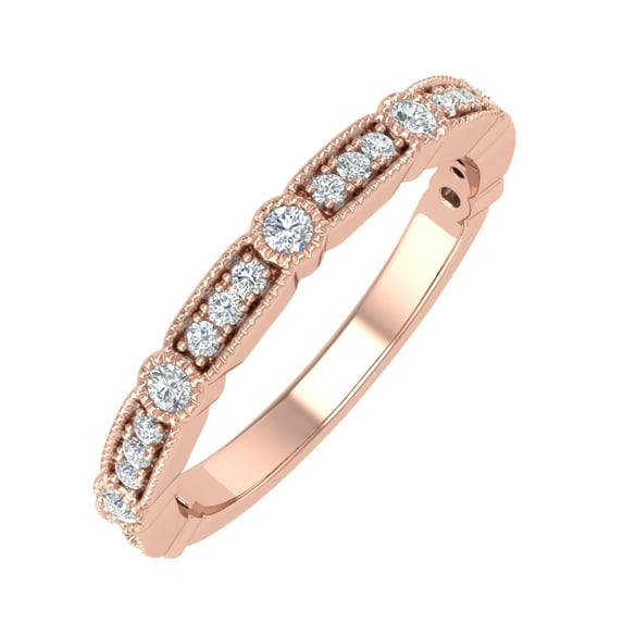 1/4 Carat Diamond Wedding Band Ring in 10K Rose Gold (Ring Size 10.5)