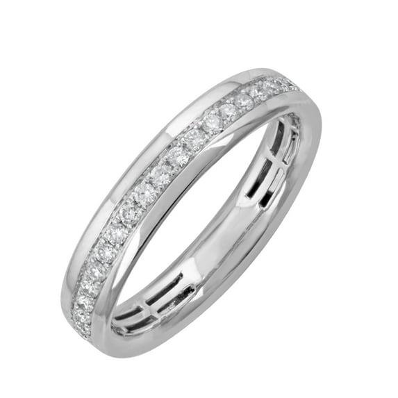 1/4 Carat Diamond Wedding Band Ring in 10K White Gold (Ring Size 7)