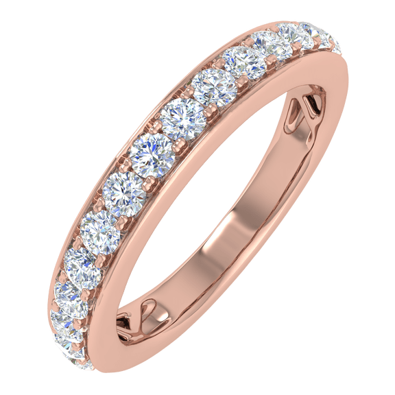 1/4 Carat Diamond Wedding Band Ring in 14K Rose Gold(Ring Size 4)