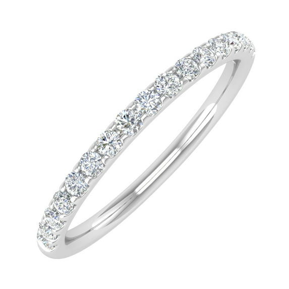 1/4 Carat Diamond Womens Wedding Band in 14K White Gold - IGI Certified (Ring Size 9.25) (I1-I2 Clarity)