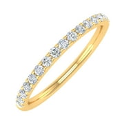 FINEROCK LLC 1/4 Carat Diamond Womens Wedding Band in 14K Yellow Gold - IGI Certified (Ring Size 10.75) (I1-I2 Clarity)