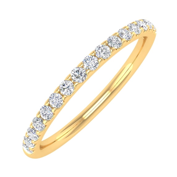 1/4 Carat Diamond Womens Wedding Band in 14K Yellow Gold - IGI Certified (Ring Size : 4.5) (I1-I2 Clarity)