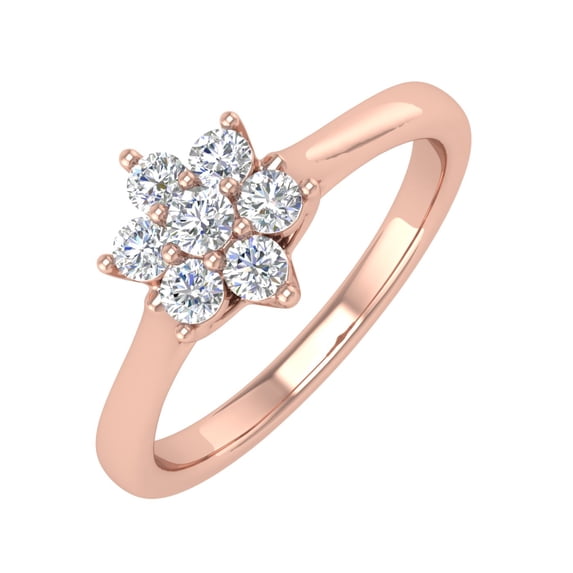 1/4 Carat Flower Shaped Cluster Prong Set Diamond Ring Band in 14K Rose Gold (Ring Size 6.75) (I1-I2 Clarity)