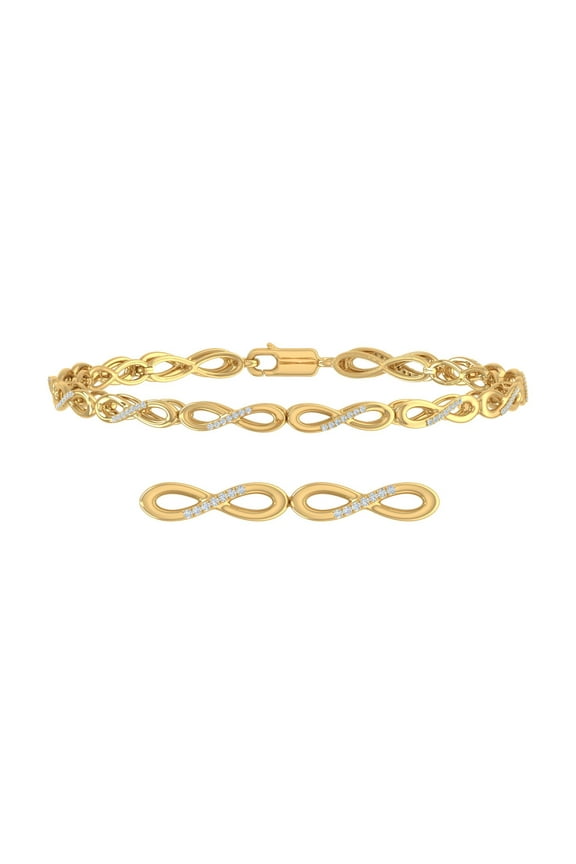 1/4 Carat Infinity Link Diamond Bracelet in 18K Yellow Gold over Sterling Silver (7.5 Inch)