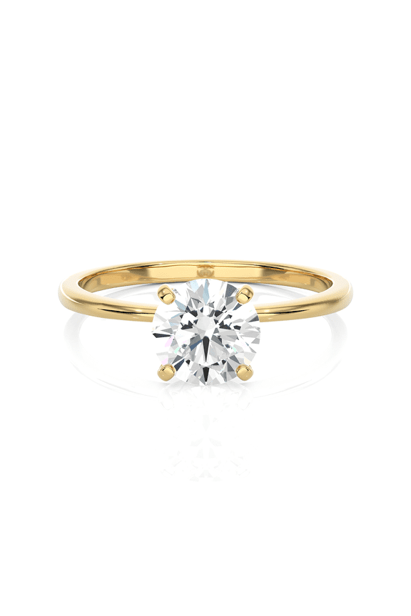 1/4 Carat Lab Grown Diamond Classic Solitaire Engagement Ring for Women in 14k Yellow Gold (D-E, VVS2-VS1, cttw) Promise or Anniversary Ring Size 7.75 by Privosa Fine Jewelry