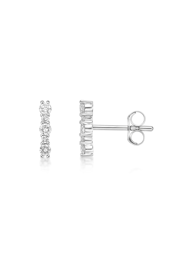 1/4 Carat Lab Grown Diamond Mini Bar Stud Earrings for Women in 10k White Gold (G-H, VS2-SI1, cttw) Post With Friction Back by Lavari Jewelers
