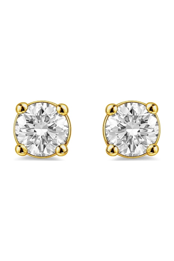 1/4 Carat Lab Grown Diamond Stud Earrings in Silver with 14k Gold Plated (SI2 Clarity, GH Color)