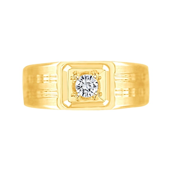 AFFY 1/4 Carat Natural Diamond Men's Engagement Ring 14K Solid Yellow Gold (I-J Color, I2-I3 Clarity, 0.25 Cttw) Ring Size-10.5