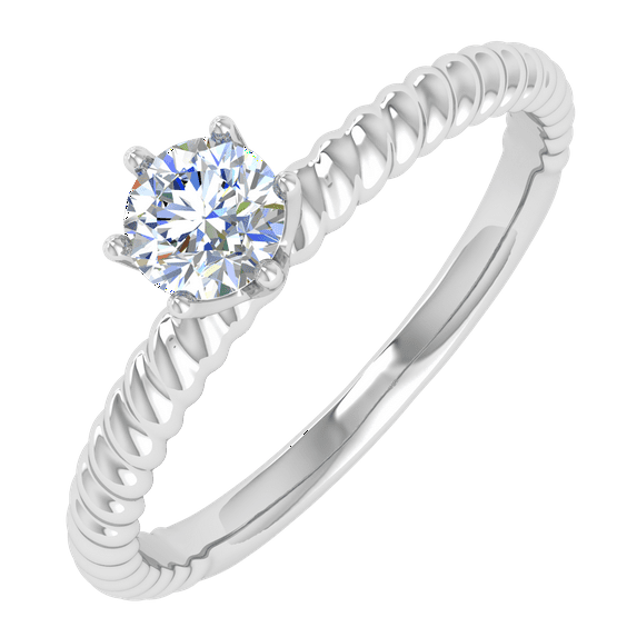 1/4 Carat Prong Set Diamond Engagement Ring Band in 14K White Gold (Ring Size 7.75)