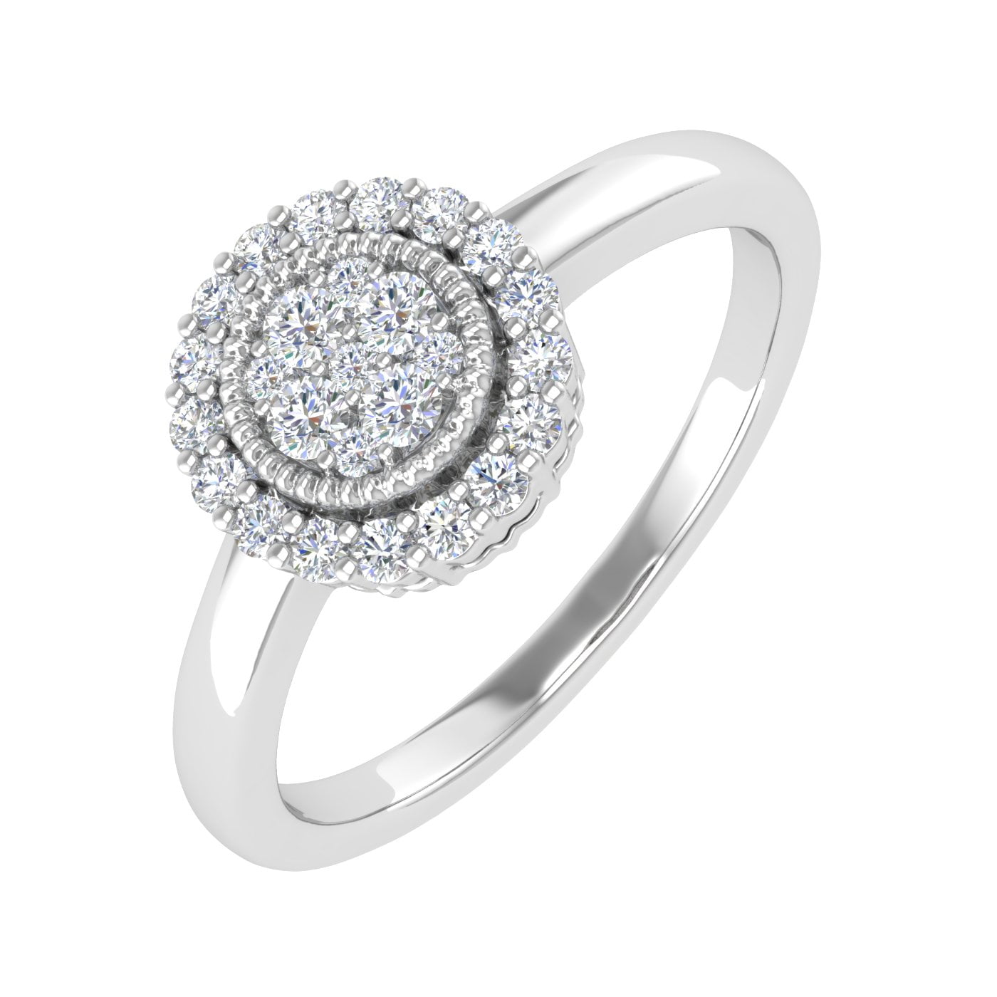 1/4 Carat Prong Set Diamond Halo Ring Band in 14K White Gold (Ring Size ...