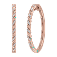 thumbnail image 1 of 1/4 Carat Prong Set Round Diamond Twisted Hoop Earrings in 14K Rose Gold, 1 of 3