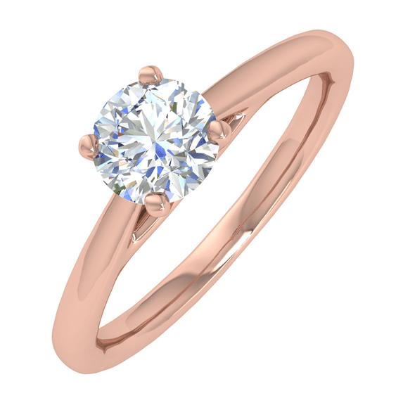 1/4 Carat Prong Set Solitaire Diamond Engagement Ring Band in 14K Rose Gold (Ring Size 9.25)