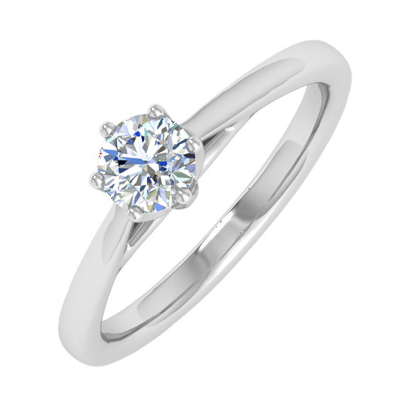 1/4 Carat Prong Set Solitaire Diamond Engagement Ring Band in 14K White Gold (Ring Size 9.75)