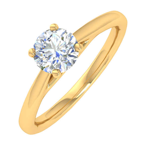 1/4 Carat Prong Set Solitaire Diamond Engagement Ring Band in 14K Yellow Gold (Ring Size 10.75)