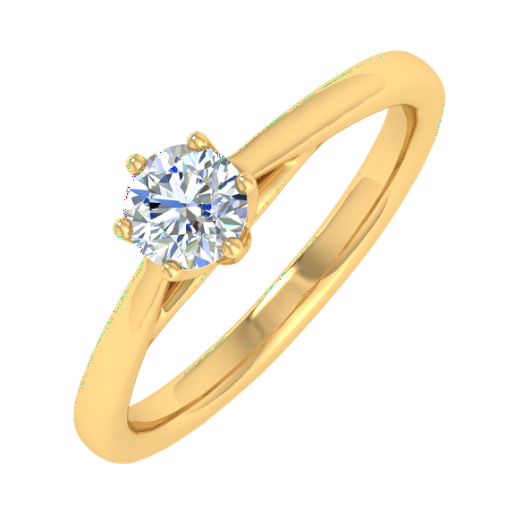 1/4 Carat Prong Set Solitaire Diamond Engagement Ring Band in 14K Yellow Gold (Ring Size 7.25)