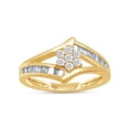 thumbnail image 1 of AFFY 1/4 Carat Round & Baguette Cut Natural White Diamond Promise Ring For Women's In 14k Yellow Gold Over Sterling Silver (0.25 Cttw, I2-I3 Clarity), Ring Size-5.5, 1 of 4