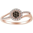 thumbnail image 1 of AFFY 1/4 Carat Round Cut Brown & White Natural Diamond Halo Ring 10K Solid Rose Gold (0.25 Cttw)-Ring Size-9.5, 1 of 1