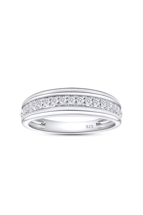 0.25CT Moissanite Diamond Channel Set Men's Engagement Ring in 14K White Gold over Silver-4