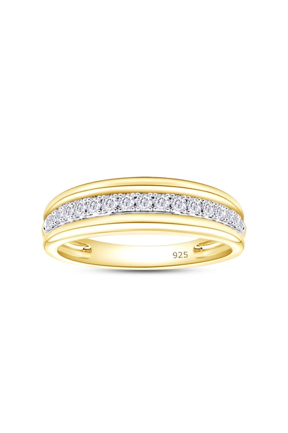 0.25CT Moissanite Diamond Channel Set Men's Engagement Ring in 14K Yellow Gold over Silver-4.5