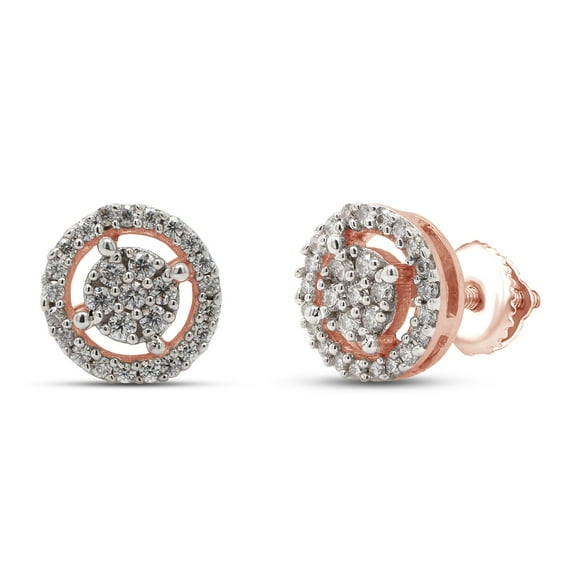 1/4 Carat Round Cut Lab Created Moissanite Diamond Circle Stud Earrings In 14K Rose Gold Over Sterling Silver Jewelry For Women (G-H Color, VVS1 Clarity, 0.25 Cttw)