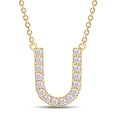 thumbnail image 1 of 1/4 Carat Round Cut Lab Created Moissanite Diamond Initial Letter "U" Pendant Necklace In 14K Yellow Gold Over Sterling Silver Along With 18" Chain (G-H Color, VVS1 Clarity, 0.25 Cttw), 1 of 1