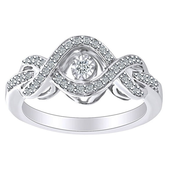 AFFY 1/4 Carat Round Cut White Natural Diamond Infinity Ring In 10K Solid White Gold (0.25 Cttw)