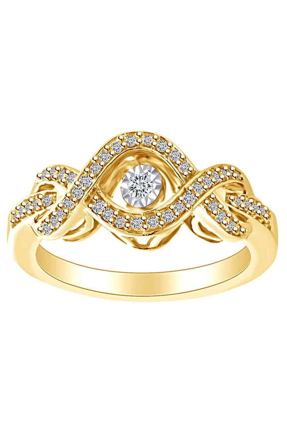 1/4 Carat Round Cut White Natural Diamond Infinity Ring In 10K Solid Yellow Gold (0.25 Cttw)