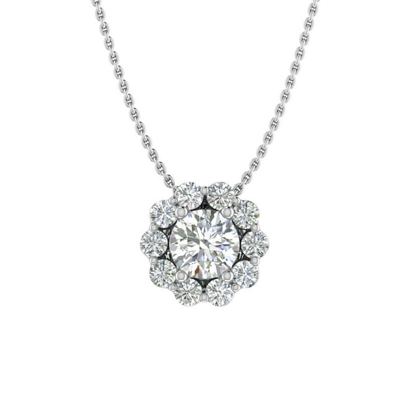 1/4 Carat Round Diamond Cluster Pendant Necklace in 10K White Gold (I1-I2 Clarity)