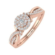 FINEROCK LLC 1/4 Carat Round Diamond Engagement Ring in 10K Rose Gold (Ring Size 5)