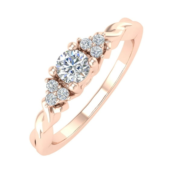 1/4 Carat Round Diamond Engagement Ring in 10K Rose Gold (Ring Size 7.75)
