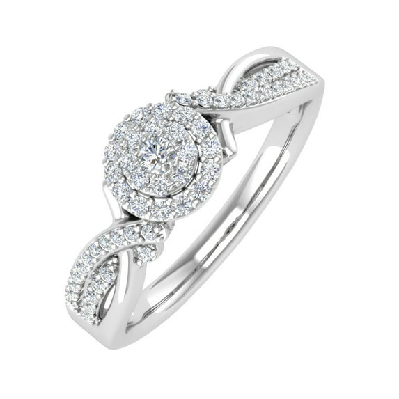 1/4 Carat Round Diamond Engagement Ring in 10K White Gold - IGI Certified (Ring Size 10.25)